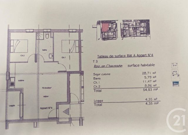 Appartement à louer - 3 pièces - 54.93 m2 - BRIGNOLES - 83 - PROVENCE-ALPES-COTE-D-AZUR - Century 21 S.C.A Immobilier